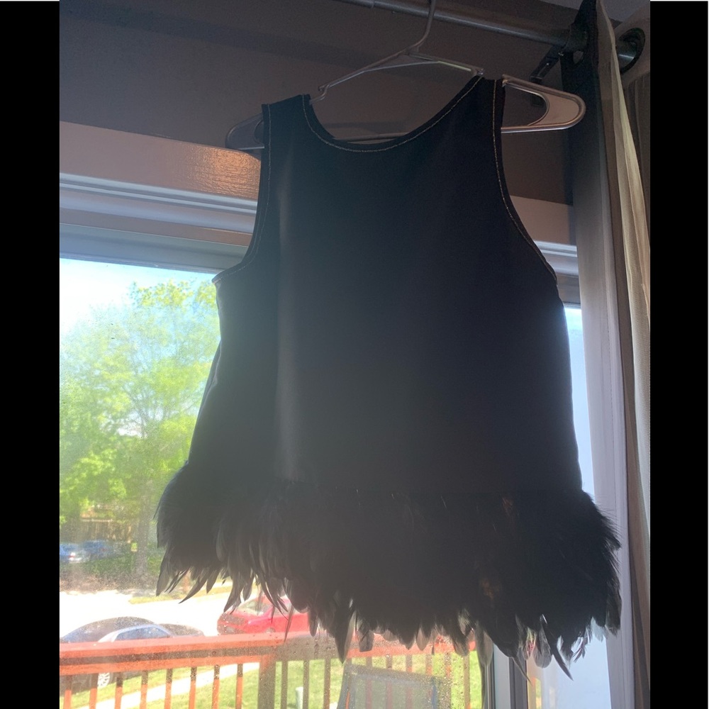 Faux bliss with feather trim detailed